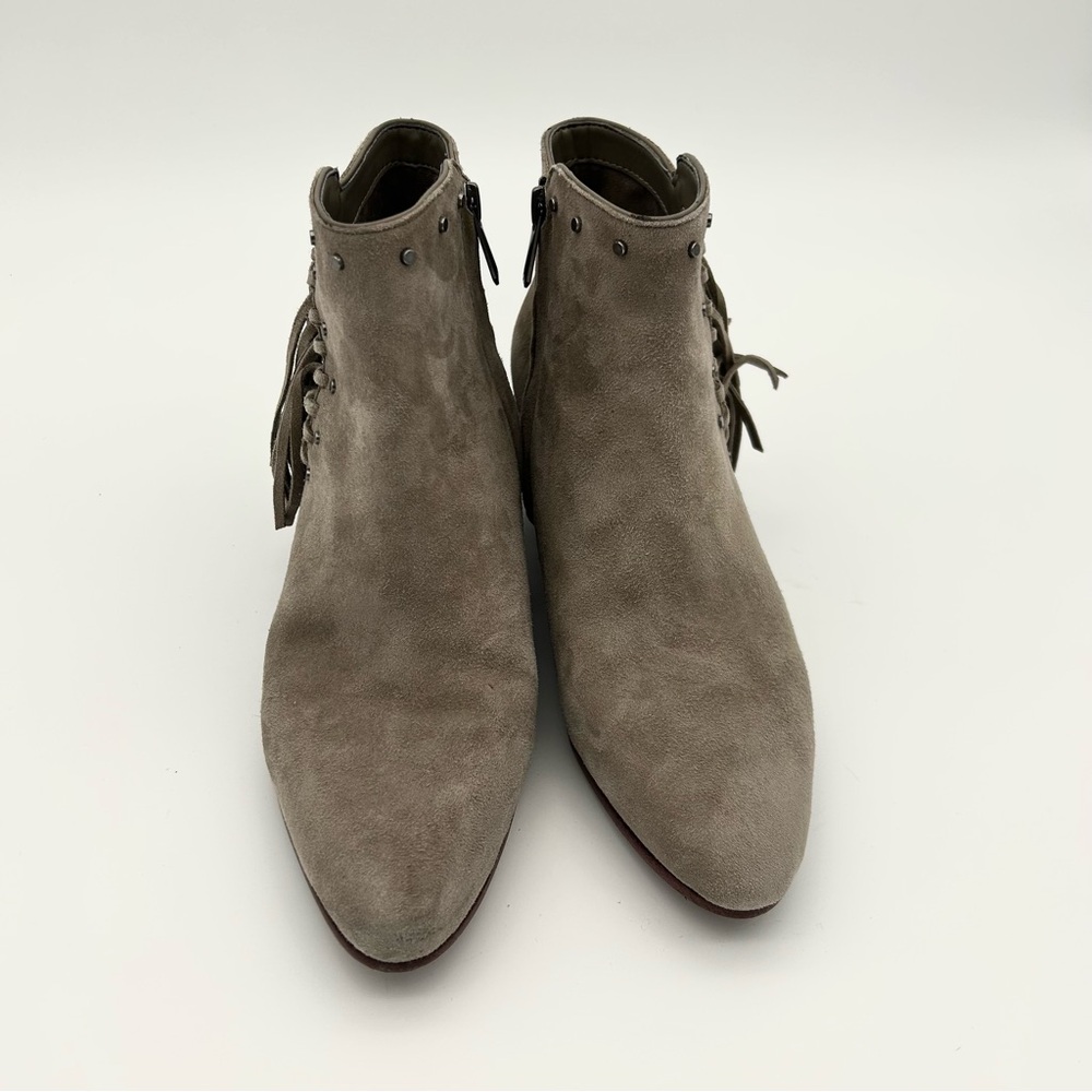 Sam Edelman - Women's Studded Fringe Suede Ankle Boots/ Thick Heels/ Bootie - Picture 8 of 16
